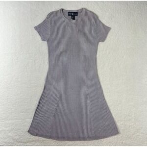 Ralph Lauren 100% Silk Ribbed Short Sleeve Dress Lavender Women's Size M VTG NWT